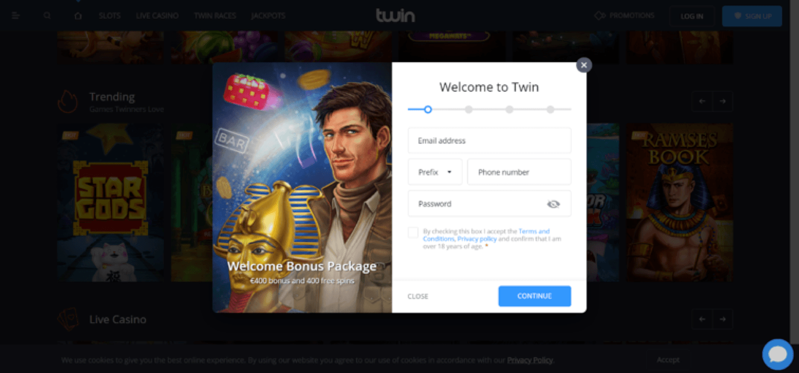 User interface review for Twin Casino